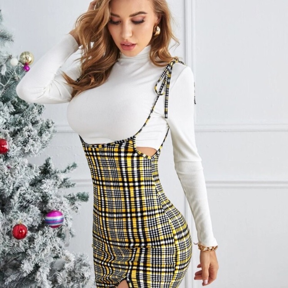 cute plaid overall dress multi selection